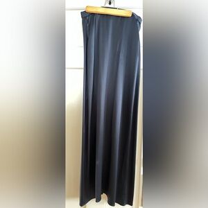 DKNY navy satin maxi skirt with invisible zip in the back. No lining. 27”Wx39”L.